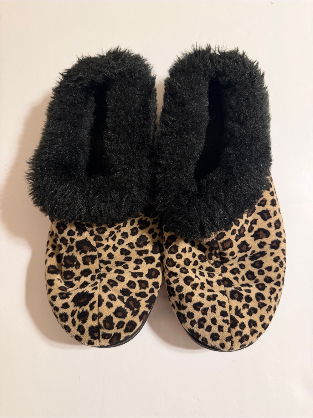Dearfoams Leopard Print Women’s Faux-Fur Lined Slippers - Black Trim Size 9 NWOB - Picture 2 of 4